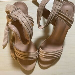 Allegra K Tan Heels Chunky‎ Platform